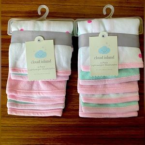 NWT! 2-Pack Cloud Island 12 Piece, Lightweight Infant Washcloths